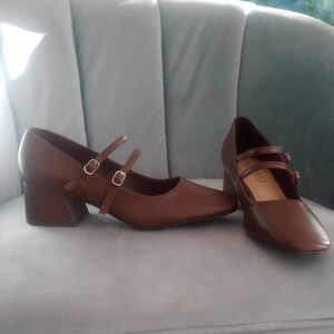Ally B Brown Block Heel Mary Janes